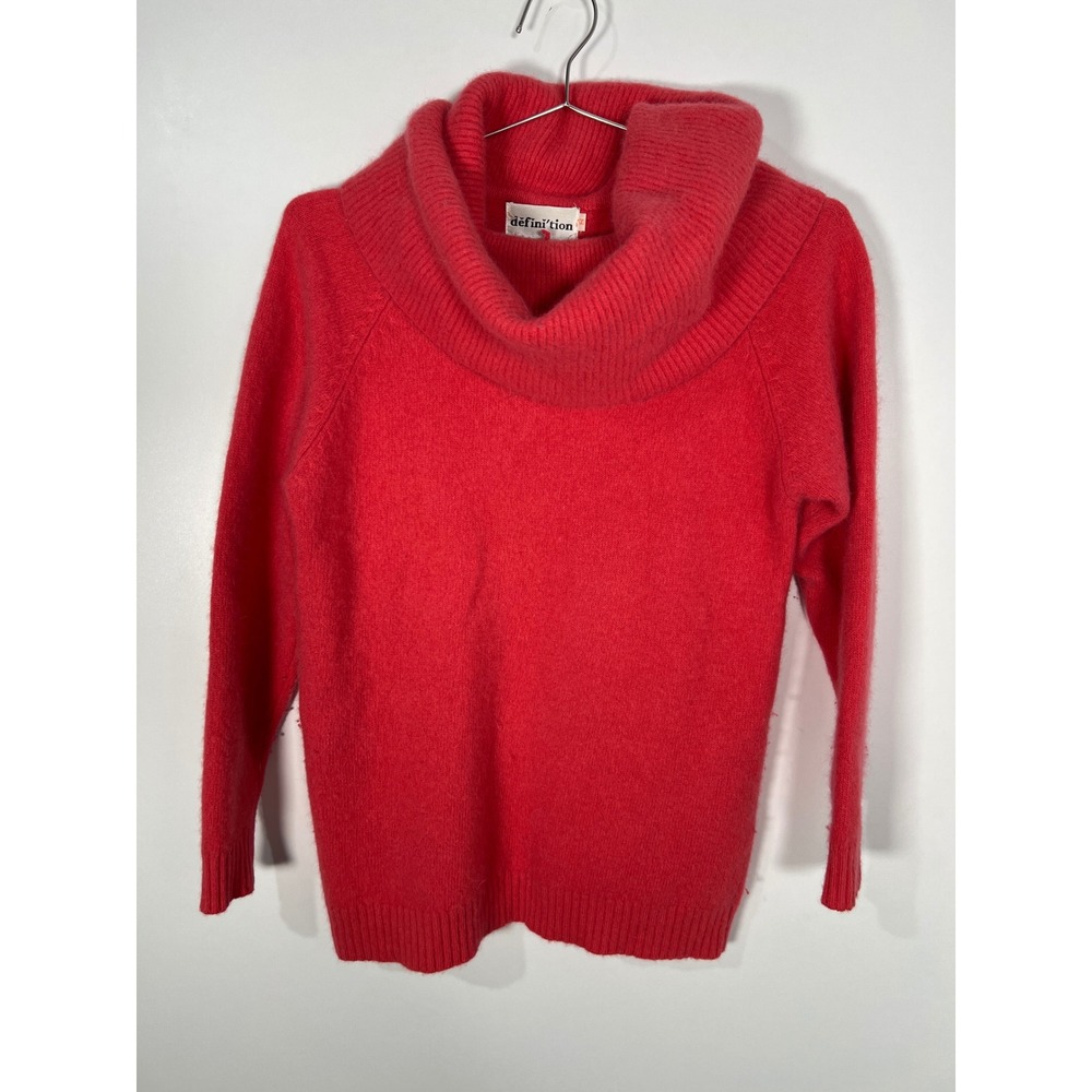 Vintage 90s Salmon Pink Angora Blend Cowl Neck Fall Feminine Sweater Cozy Small